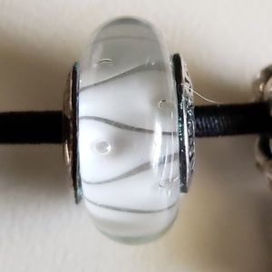Pandora White Looking Glass Bead